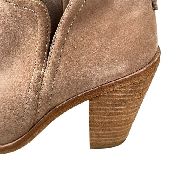 Jeffrey Campbell Rosalee Ankle Boots Women's 9 Suede Pull On Chunky Heel Beige - Picture 8 of 12